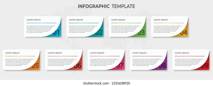 Modern elements infographic template, 9 options.