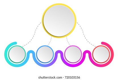 Modern elements infographics. Diagram to show your work. Realistic paper circles and objects with a shadow. Colorful vector illustration in a flat style. EPS 10