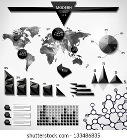 Modern elements of infographics. World Map / Information Graphics/ abstract modern Label, bubble and header