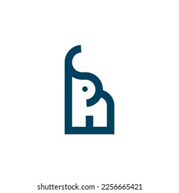 modern elephant letter H illustration vector logo