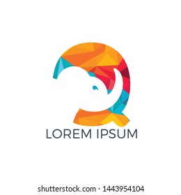 Modern Elephant Q Letter Alphabet Logo Design.	
