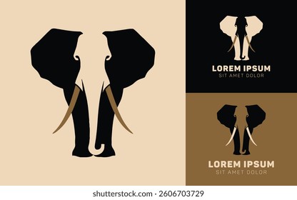 Modern Elephant Silhouette Icons in Gold