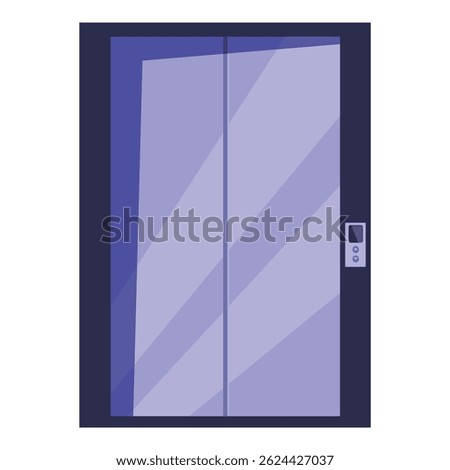 Modern elevator with closed doors is waiting for a passenger in office center