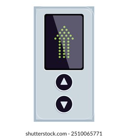 Moderno panel de control del ascensor con una flecha hacia arriba que indica la dirección de viaje