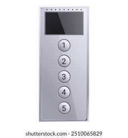Modern elevator control panel showing floor numbers and a blank screen for messaging