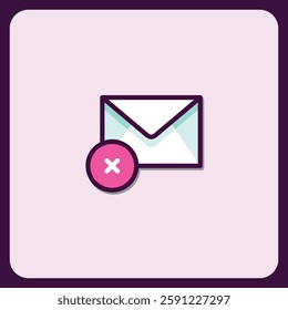 Modern Email Delete Icon Design, Clean and Minimalist Style