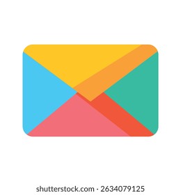 Modern email envelope icon in flat colorful style PNG