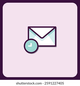 Modern Email Icon with Time Reminder Notification