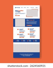 Modern email newsletter template for business marketing web page ui interface layout design, website interface layout template vertical design