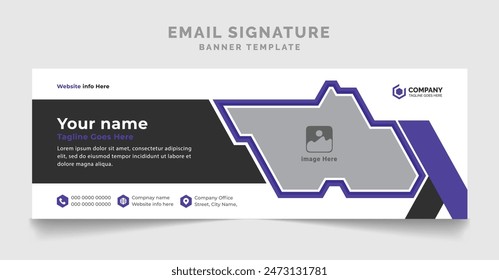 Modern Email Signature Corporate Template Design. Mailers Personal Business Minimalist Banner