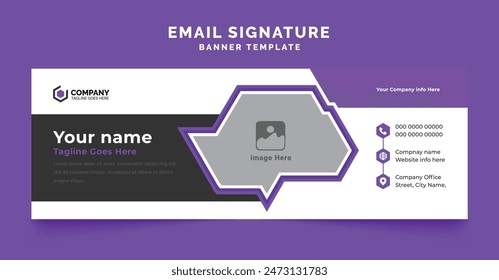 Modern Email Signature Corporate Template Design. Mailers Personal Business Minimalist Banner