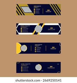 Modern Email Signature Design in a Bundle of Four. Abstract Template Display for Promotion.