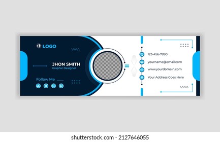 Modern email signature design template with white background for using personal information for business or office