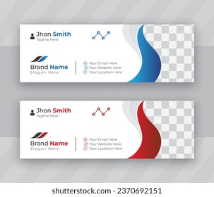 Modern Email Signature design template or email footer and personal social media cover template design with creative layout 