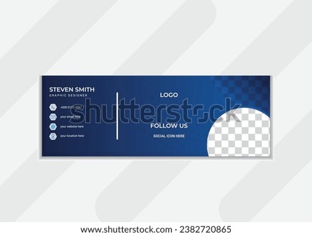 modern email signature design template for business or personal use. trendy email signature design with round or circle shapes combinations. email signature with blue gradient color background.