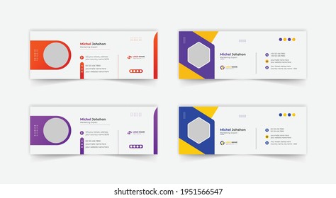 Modern Email signature template design, email signature personal social media cover template different style, and various colors.