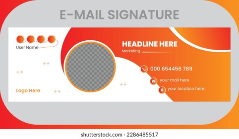 Modern email signature template design and personal social media cover Premium Vector.