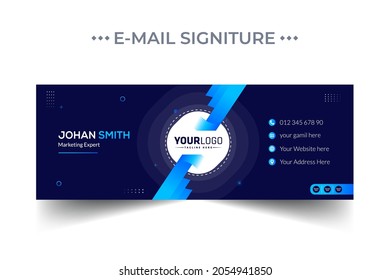 Modern email signature template or email footer and personal social media cover design