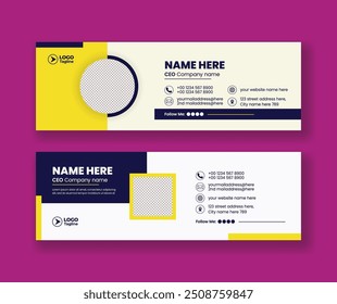 modern email signature template set or email footer and personal social media cover template design or Corporate business web banner template design