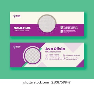 modern email signature template set or email footer and personal social media cover template design or Corporate business web banner template design