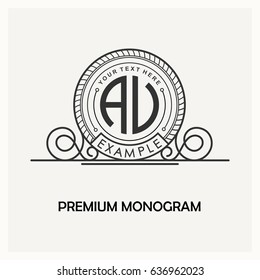 Modern emblem, badge, label monogram template. Luxury elegant frame ornament line logo design vector illustration. Good for Royal sign, Restaurant, Boutique, Cafe, Hotel, Heraldic, Jewelry Fashion.
