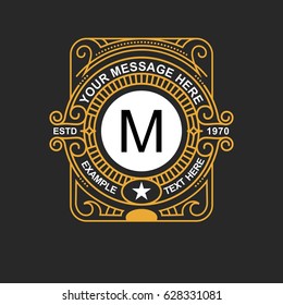 Modern emblem, badge, monogram template. Luxury elegant frame ornament line logo design vector illustration. Good for Royal sign, Restaurant, Boutique, Cafe, Hotel, Heraldic, Jewelry, Fashion.