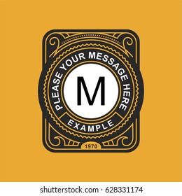 Modern emblem, badge, monogram template. Luxury elegant frame ornament line logo design vector illustration. Good for Royal sign, Restaurant, Boutique, Cafe, Hotel, Heraldic, Jewelry, Fashion.