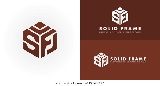 The modern emblem cleverly incorporates the initials SF into a sturdy, three-dimensional cube structure. The logo is designed specifically for the Architecture and Construction sectors