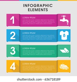 Modern emblem infographic template. infographic design with emblem icons includes tap, sandwich and apple. can be used for presentation, diagram, annual report, web design.