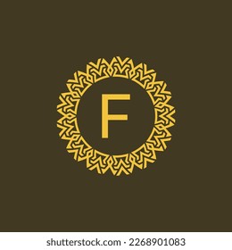 Modern emblem initial letter F ornamental tribe pattern circular logo