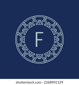 Modern emblem initial letter F ornamental tribe pattern circular logo