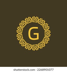 Modern emblem initial letter G ornamental tribe pattern circular logo