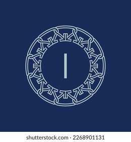 Modern emblem initial letter I ornamental tribe pattern circular logo