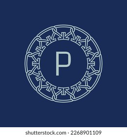 Modern emblem initial letter P ornamental tribe pattern circular logo
