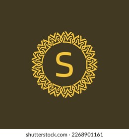 Modern emblem initial letter S ornamental tribe pattern circular logo