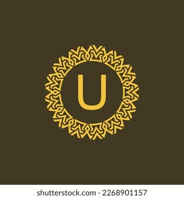 Modern emblem initial letter U ornamental tribe pattern circular logo