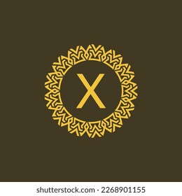 Modern emblem initial letter X ornamental tribe pattern circular logo
