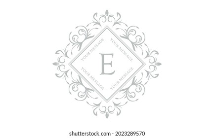 Modern emblem, sign, template. Luxury logo design with letter E. Vector illustration for creating monograms.