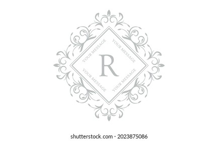 Modern emblem, sign, template. Luxury logo design with letter R. Vector illustration for creating monograms.