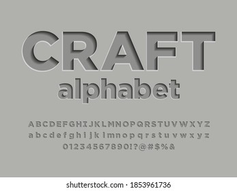 Modern embossed alphabet design with uppercase,lowercase, numbers and symbols