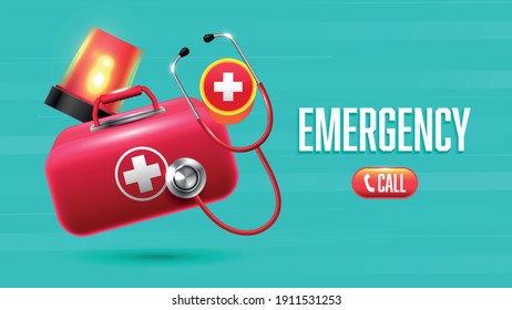 Modern emergency word concept with realistic design