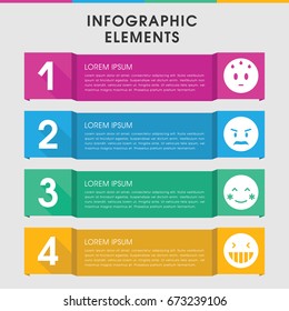 Modern emoji infographic template. infographic design with emoji icons includes laughing emot, blush. can be used for presentation, diagram, annual report, web design.