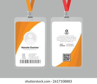 Modern Employee Identification Card with QR Code