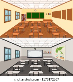 Modern empthy classroom background illustration