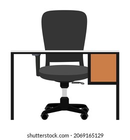 Modern empty desk for home office freelancer with chair table drawer isolated