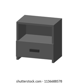 Modern empty nightstand. Isolated on white background. 3d Vector illustration. Dimetric projection.