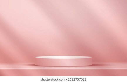 moderno vazio palco redondo pódio em cor rosa sala de estúdio cópia espaço design fundo