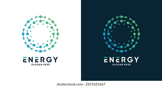 Modern energy logo and business card design. solution, positive, modern, energy, icon, Premium Vector
