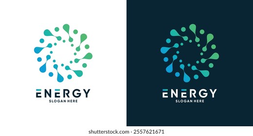 Modern energy logo and business card design. solution, positive, modern, energy, icon, Premium Vector
