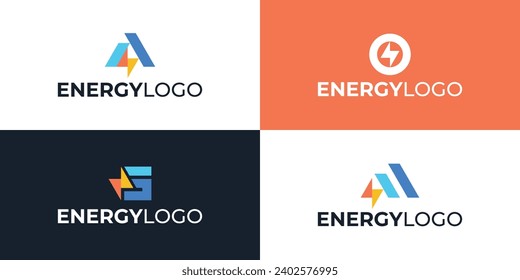 Colección de plantillas de vectores premium con logotipo de energía moderna